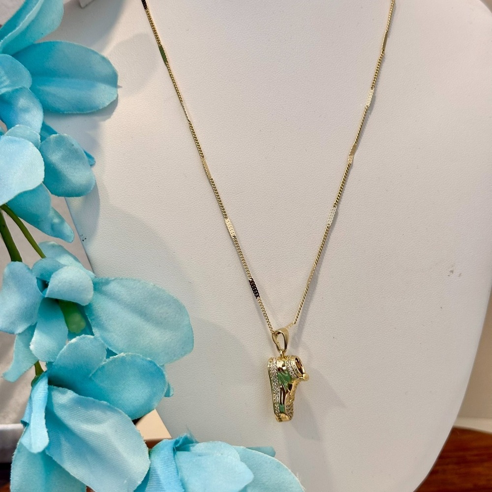 14k Gold Plated Chain Necklace Shoes Pendant 19" Link Mirror Style